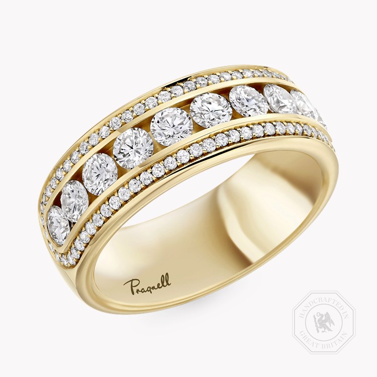 Round Brilliant Cut Diamond Three-Row Ring Brilliant Cut, Half Eternity, Channel Set_1