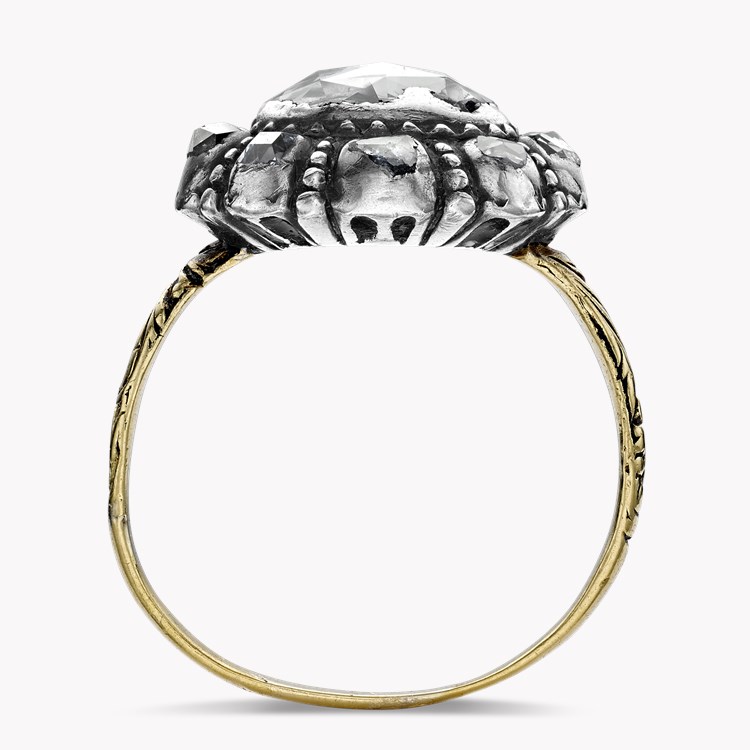 Georgian Oval Rose cut Diamond Cluster Ring Oval Rose Cut, Rubover Set_3