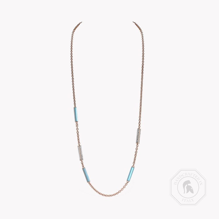 Rose Gold Turquoise and Diamond Necklace Brilliant Cut, Pavé Set_1