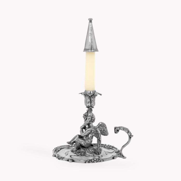 Silver William IV Cherub Design Chamber Stick Hallmarked London_3