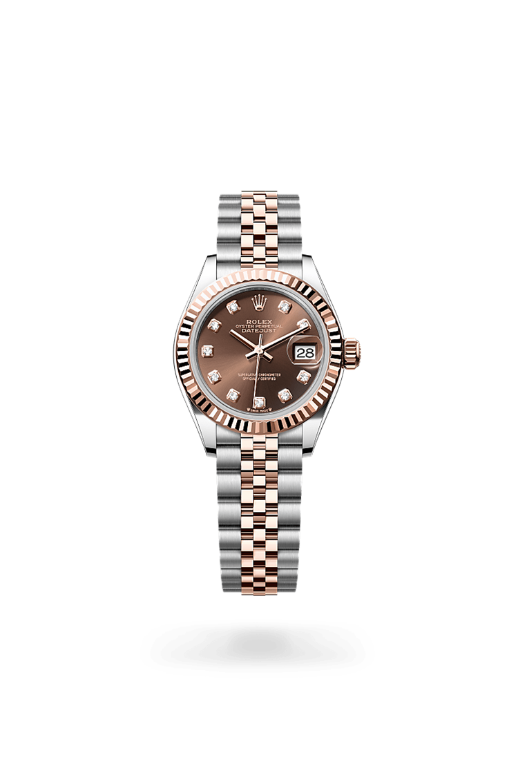 Lady-Datejust, Oyster, 28 mm, Oystersteel and Everose gold