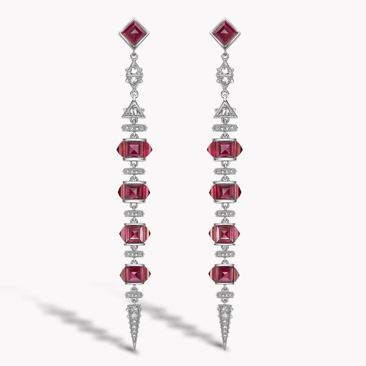 Masterpiece Mixed Cut Ruby & Diamond Earrings  16.58CT in White Gold & Platinum Mixed Cut_1