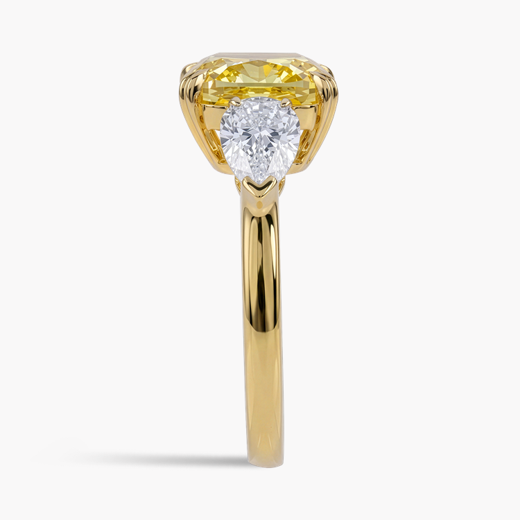 Masterpiece Cushion Cut 4.31ct Natural South African Fancy Vivid Yellow Diamond Ring Modern Cushion Cut & Pear Shaped, Claw Set_4