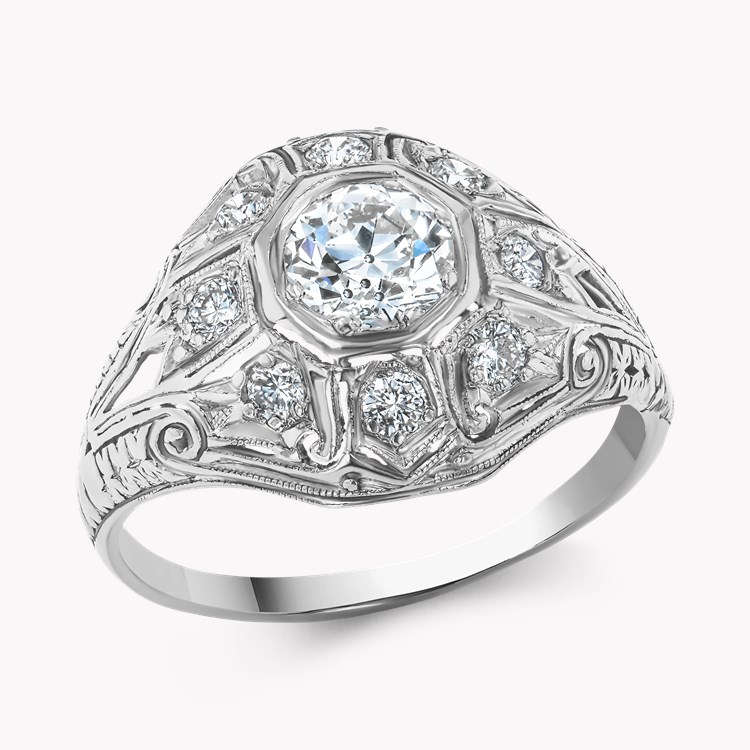 Art Deco Old European Cut Diamond Cluster Ring Old European Cut, Claw Set_1