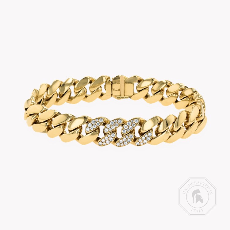 Fusion Polished Curb Link and 0.757ct Diamond Bracelet (19cm) Brilliant Cut Pave Set_1