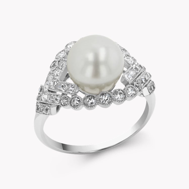 Edwardian Cartier Natural Saltwater Pearl and Diamond Ring _1