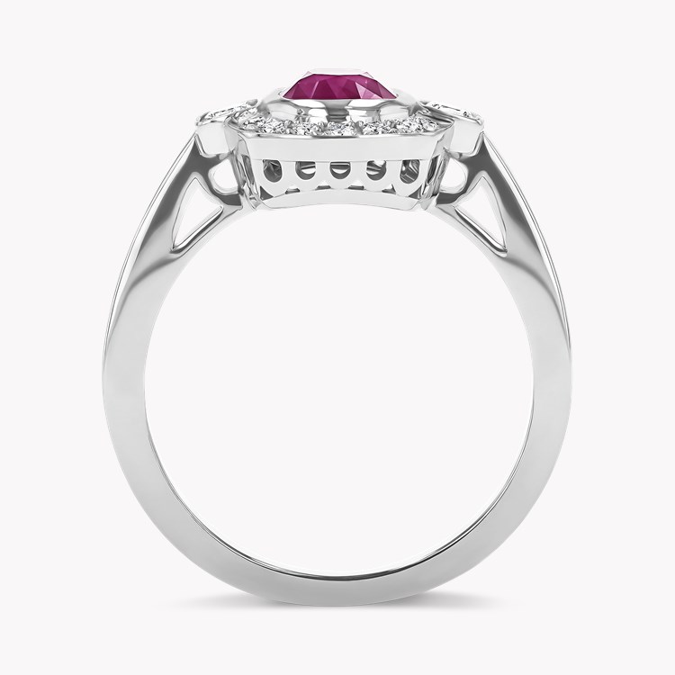 Cushion Cut 1.31ct Ruby and Diamond Cluster Ring Cushion & Brilliant Cut, Rubover & Grain Set_3
