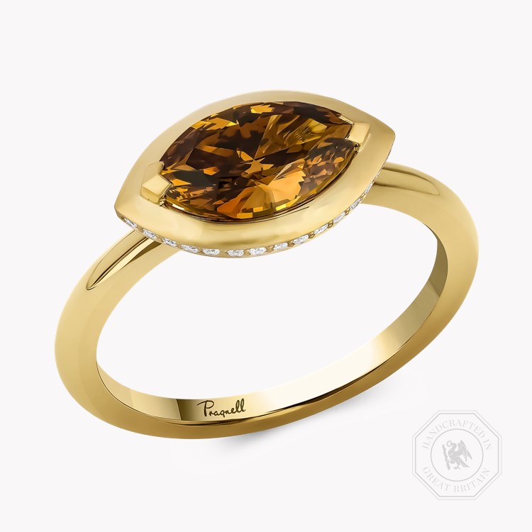 Skimming Stone 2.00ct Fancy Deep Brown Yellow Diamond Ring Marquise Cut, Claw Set_1