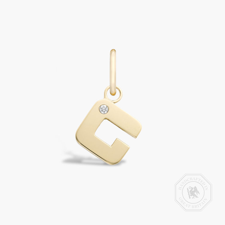 Letter G Diamond Pendant Charm Brilliant Cut, Rubover Set_1