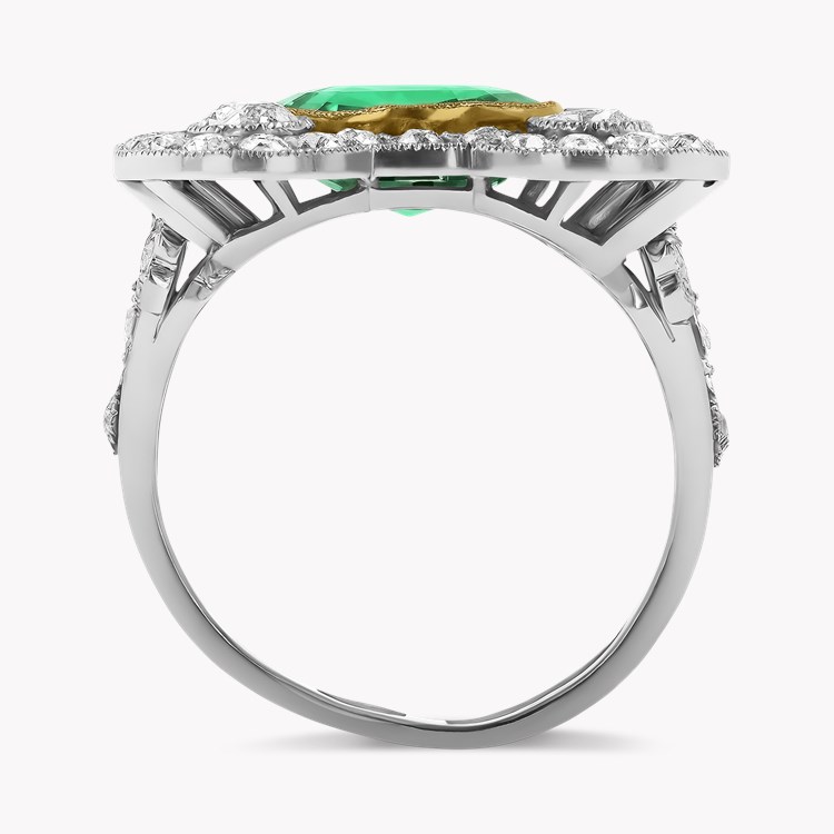 Edwardian 2.91ct Muzo Emerald and Diamond Dress Ring Oval Cut, Millegrain Set_3