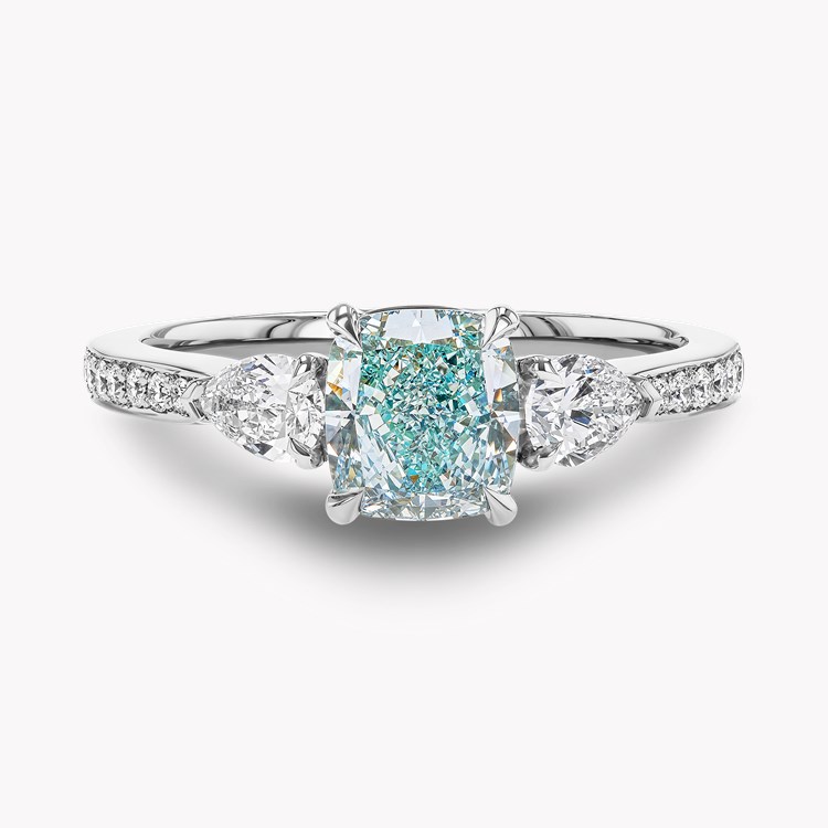 Masterpiece 1.12ct South African Fancy Intense Blue-Green Diamond Ring Cushion modern cut, Claw set_2