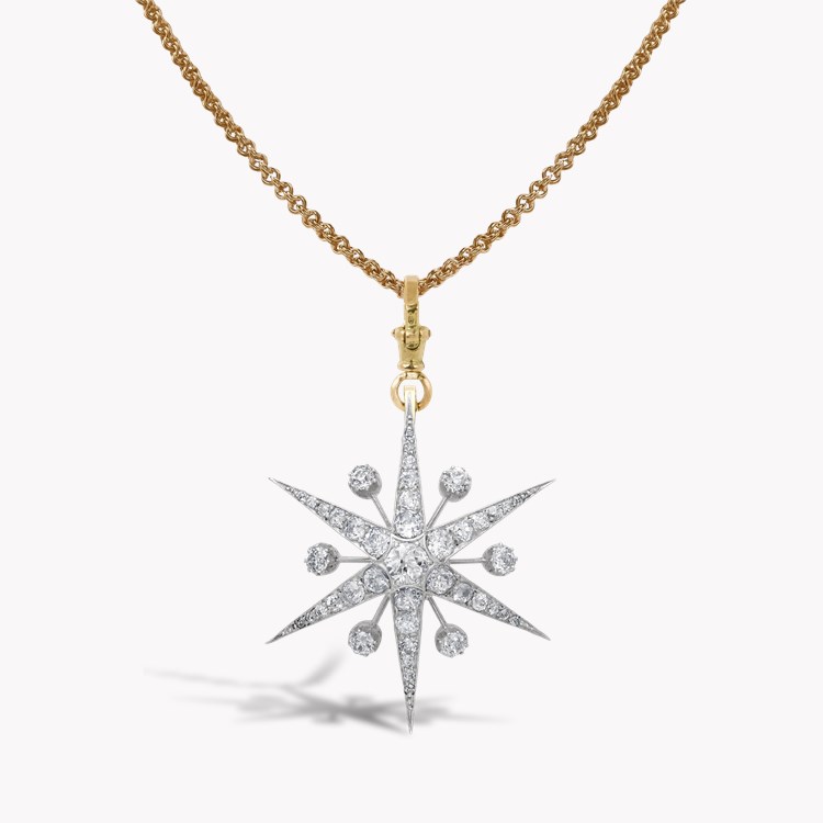 Victorian Old Cut 3.00ct Diamond Star Pendant Old Cut, Grain Set_1