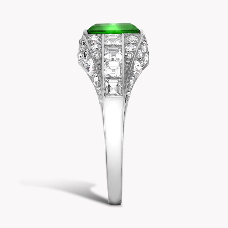 Art Deco Emerald and Diamond  Ring 2.00CT in Platinum Square, Carre and Brilliant Cut, Channel & Claw Set_4