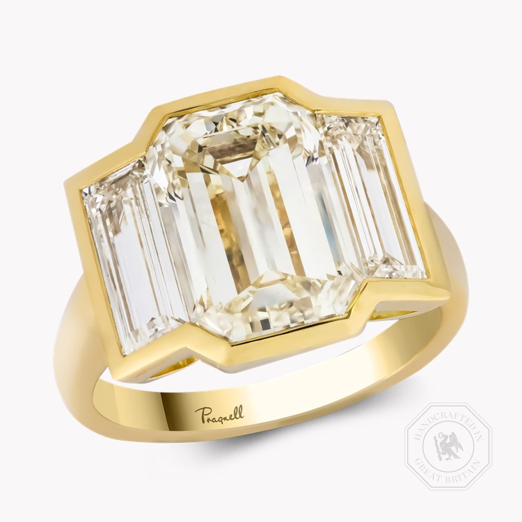 Kingdom 6.78ct Emerald Cut Diamond Ring Emerald & Baguette Cut, Rubover Set_1