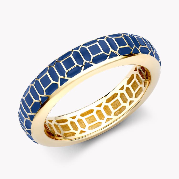 Revival Royal Blue Enamel Ring  in Yellow Gold _1