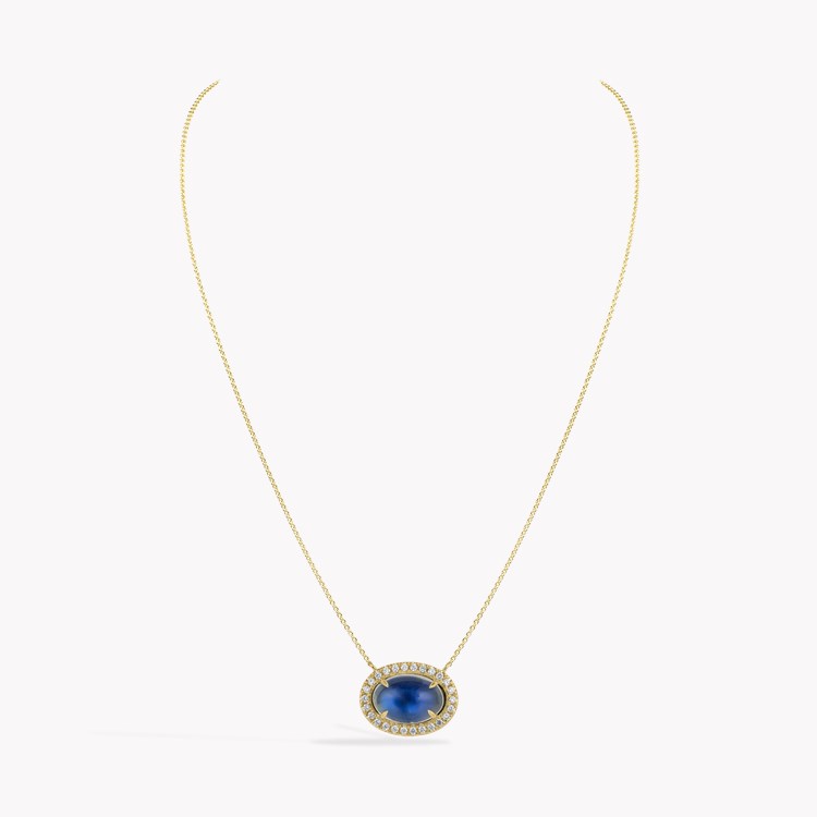 Oval Cabochon Cut 8.04ct Moonstone and Diamond Pendant Oval Cabochon Cut, Claw Set_2