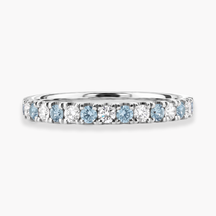 Brilliant Cut Aquamarine and Diamond Half Eternity Ring Brilliant cut, Claw set_2
