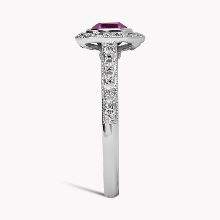 Octagonal Cut Pink Sapphire and diamond Cluster Ring Octagonal Cut, Rubover Set_4
