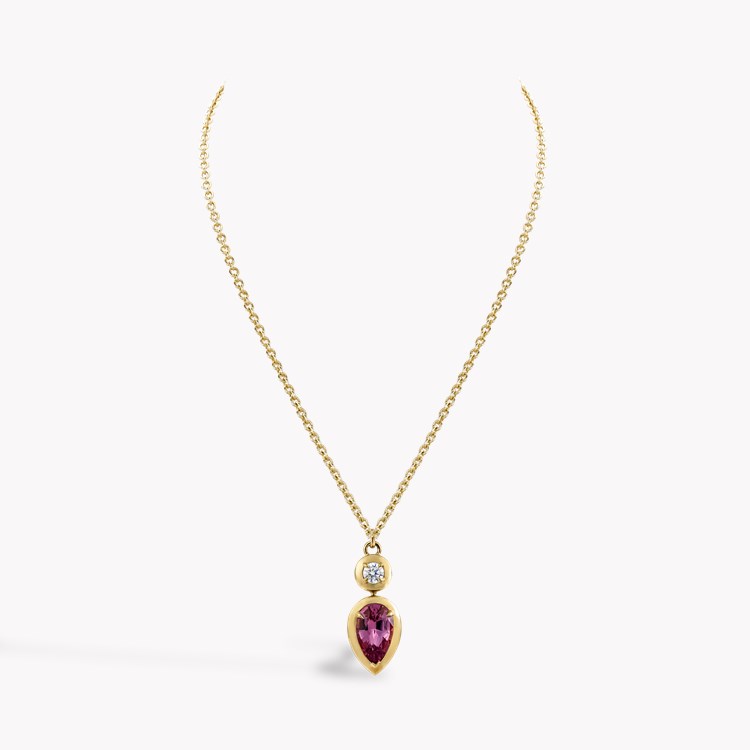 Skimming Stone 2.66 Kitulo Garnet and Diamond Pendant Pear Shaped & Brilliant Cut , Claw Set_2