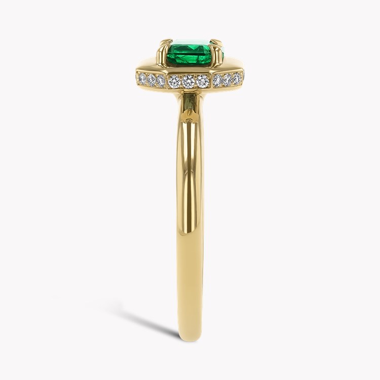 Skimming Stone 1.01ct Emerald and Diamond Ring Octagonal Cut, Claw Set_4