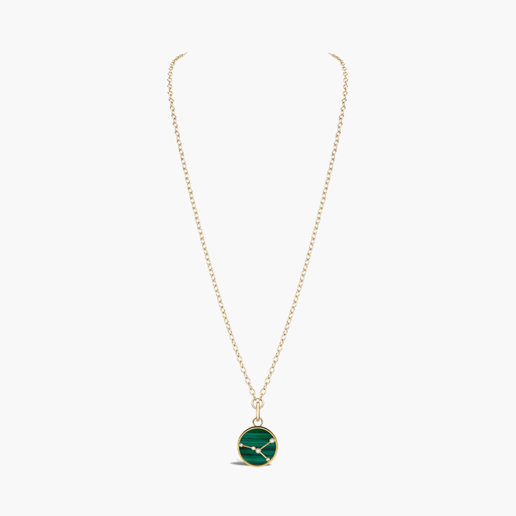 Constellation Diamond and Malachite Cancer Pendant Charm Brilliant Cut, Rubover Set_3