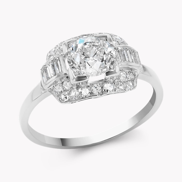 Art Deco Old Cut 0.90ct Diamond Cluster Ring Old European Cut, Claw Set_1