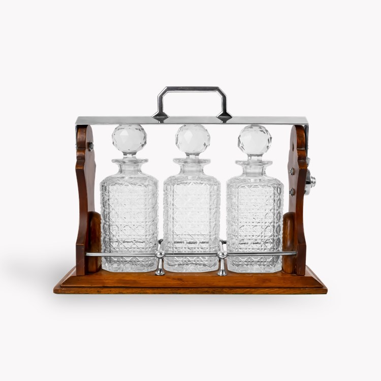 Silver Queen Victoria Three Bottle Decanter Tantalus _1