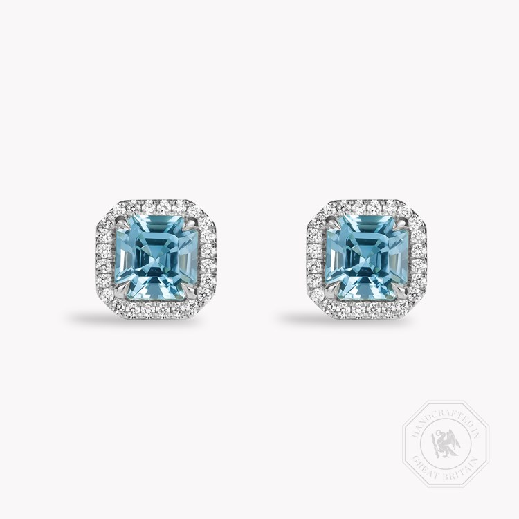 Asscher Cut 1.97ct Lukusuzi Aquamarine and Diamond Earrings Asscher Cut, Claw Set_1
