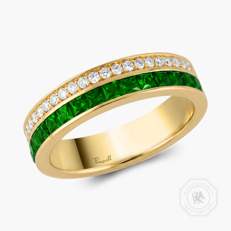 Brilliant Cut Tsavorite Garnet and Diamond Half Eternity Ring Brilliant cut, Claw set_1