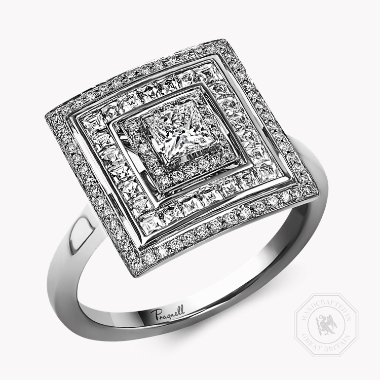 Princess cut Diamond Ripple Ring Princess Cut, Four Claw Set_1