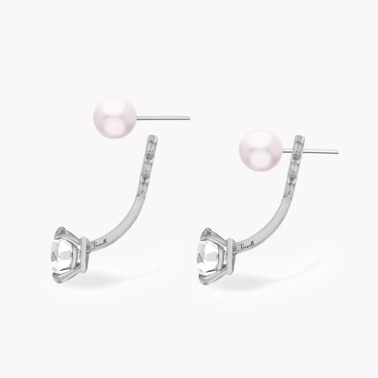 Celia 1.00ct Akoya Pearl and Diamond Drop Earrings Brilliant cut, Claw set_2