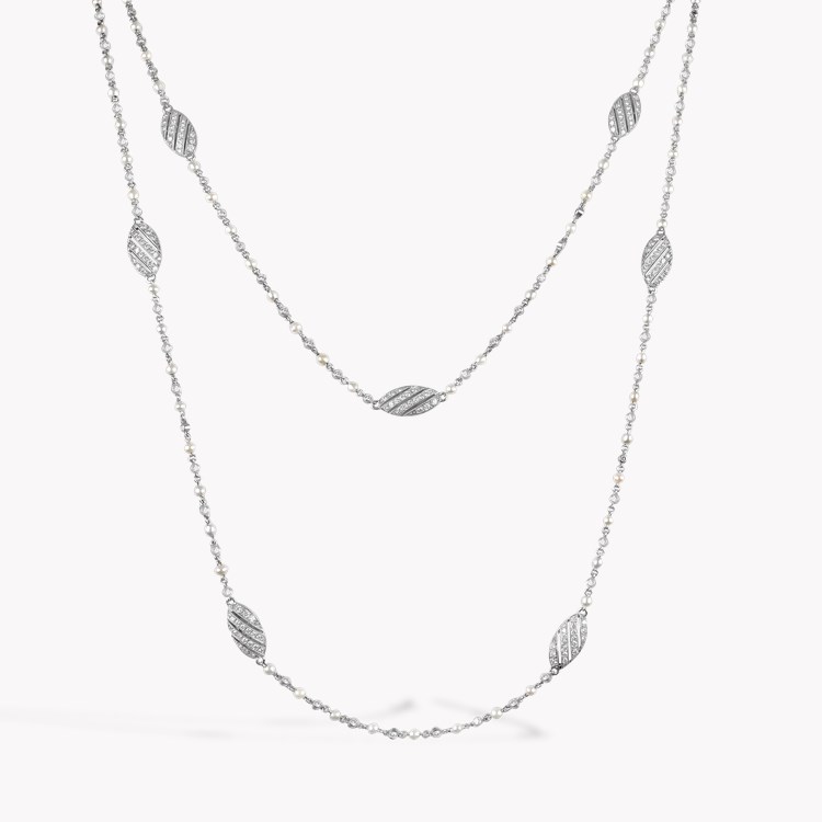 Brilliant Cut 11.00ct Diamond and Pearl Long Chain Necklace Brilliant Cut, Pave Set_2