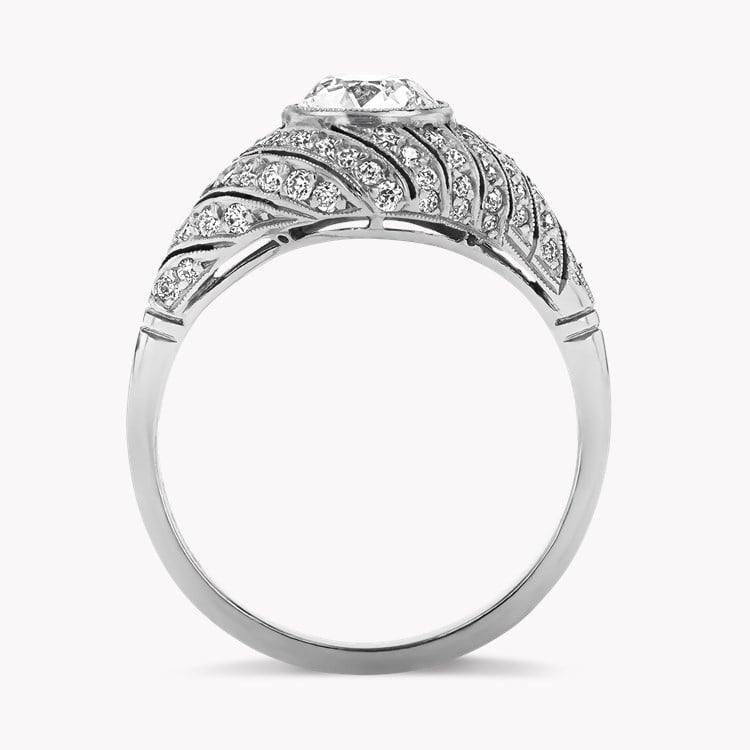 Art Deco Inspired 1.00ct Diamond Cluster Ring Old Cut, Millegrain Set_3