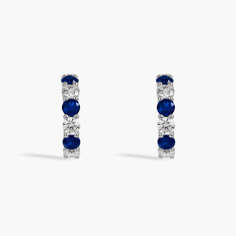Brilliant Cut 2.89ct Sapphire and Diamond Hoop Earrings Brilliant cut, Claw set_2