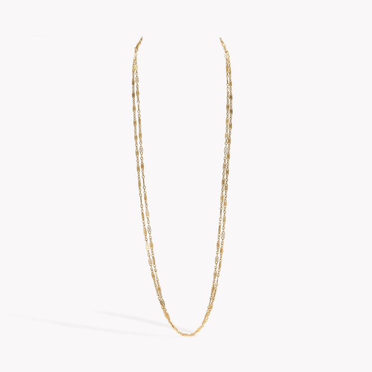 Belle Epoque French Fancy Oval and Cross Link 155cm Necklace _1