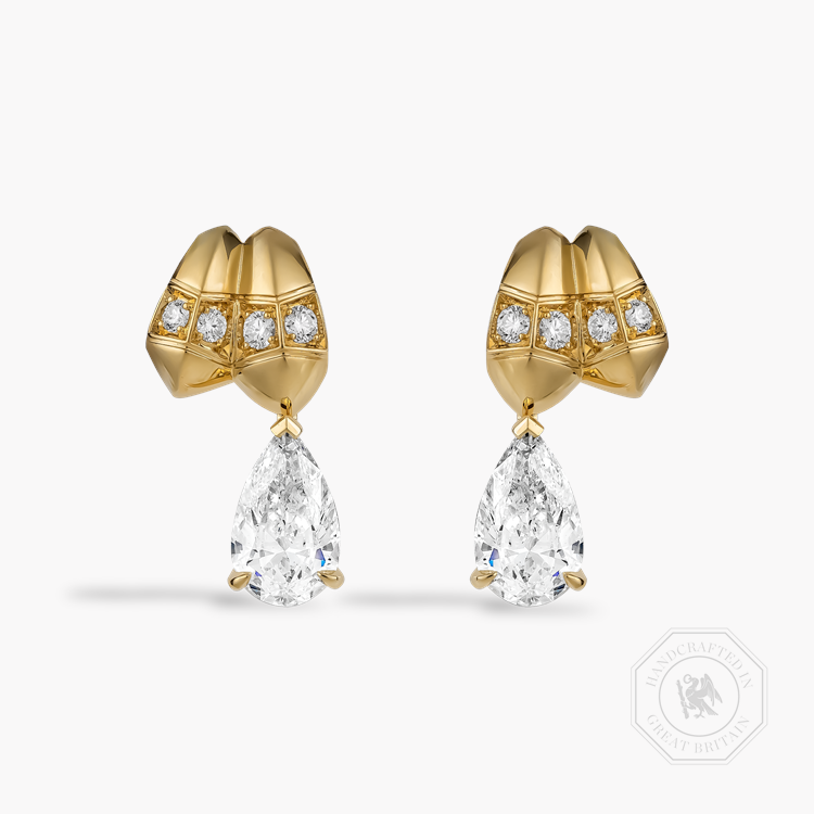 Origins Pear Shaped 4.03ct Diamond Drop Earrings Pear Shaped, Claw Set_1
