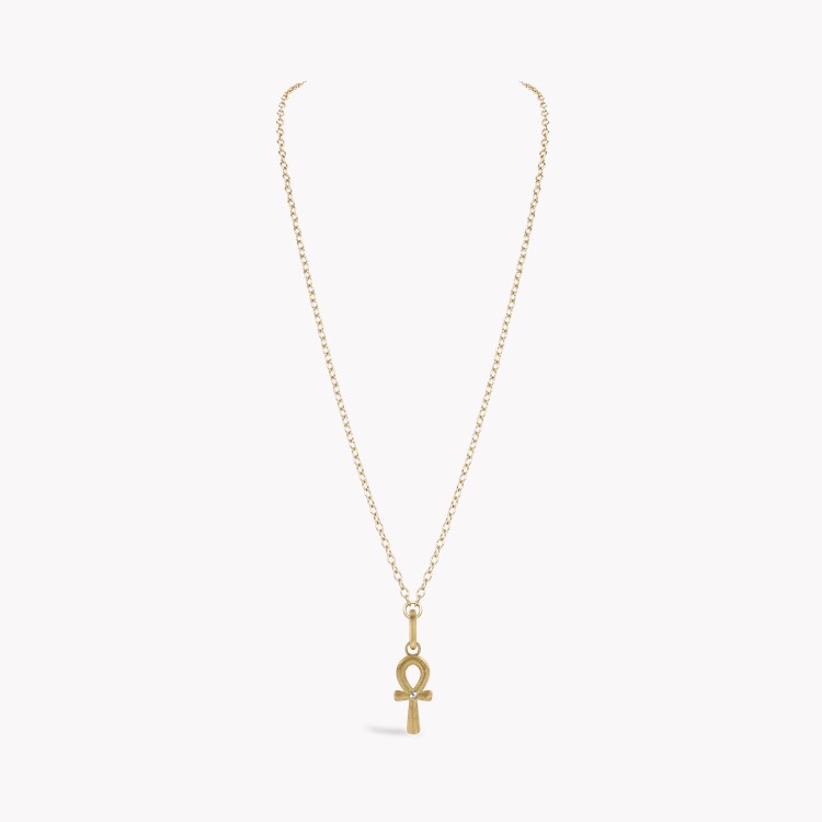 Ankh Cross Diamond Pendant Charm Rose Cut, Rubover Set_2