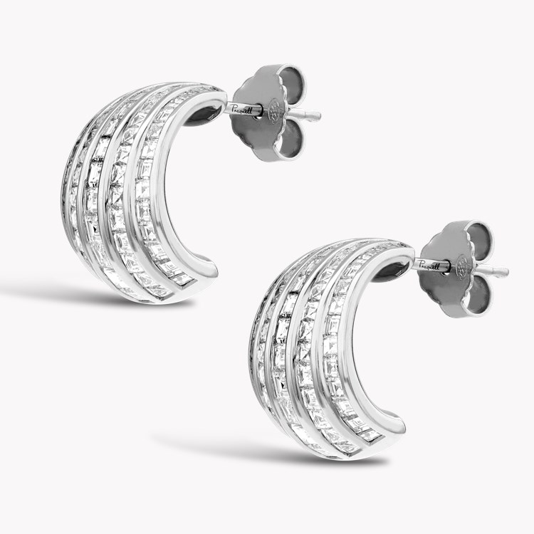 Manhattan Classic Huggie Earrings Carré & French Cut, Channel Set_2