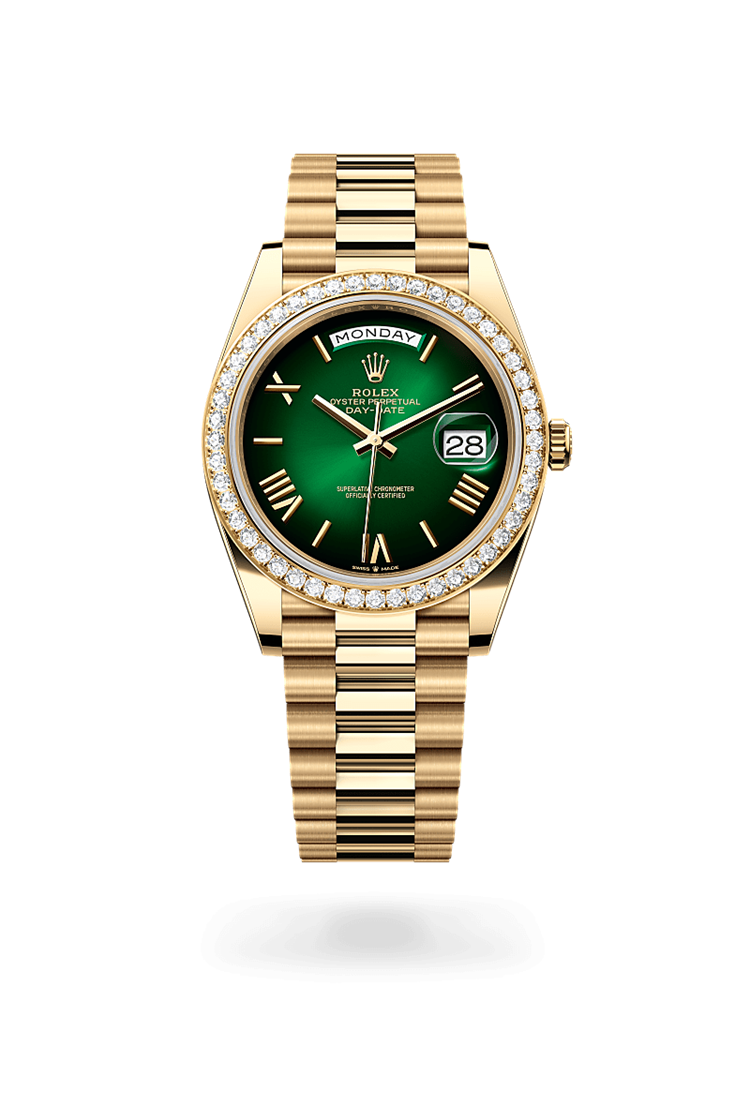 Day-Date 40, Oyster, 40 mm, yellow gold and diamonds