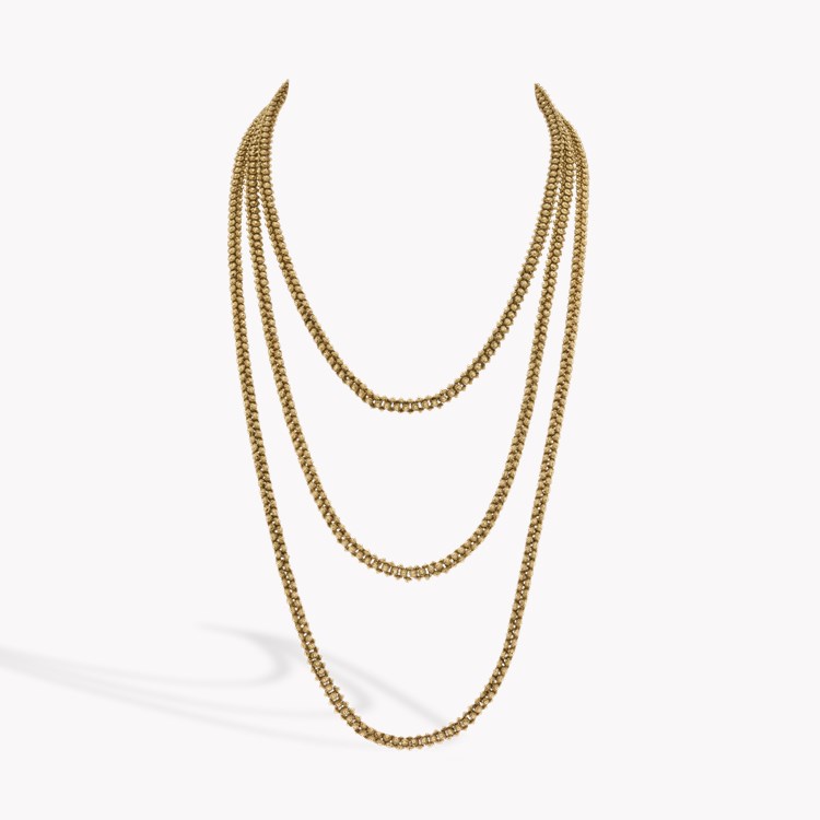 Victorian Long Guard Chain Necklace Bobble Square Link Chain_1