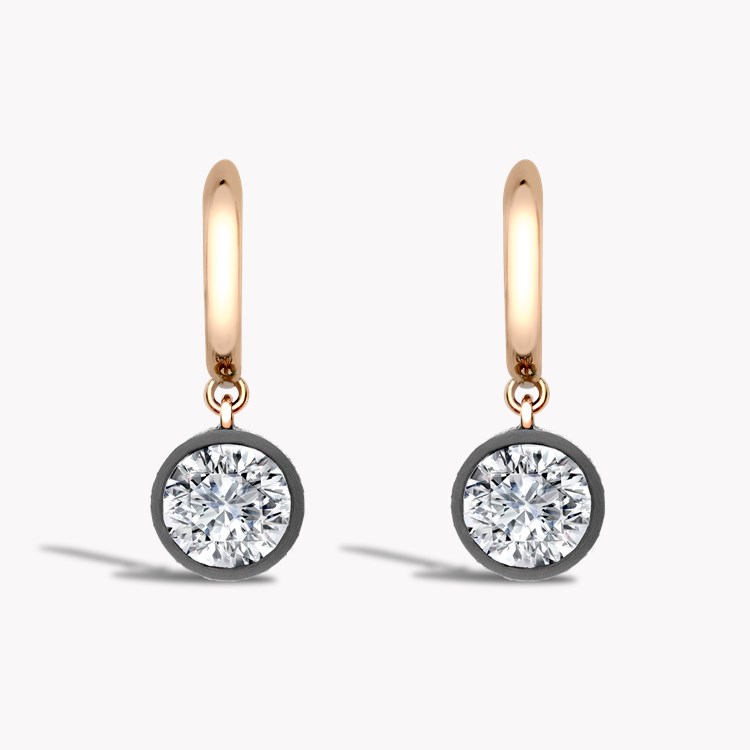 Legacy 1.18ct Diamond Drop Hoop Earrings Brilliant Cut. Rubover Set_2