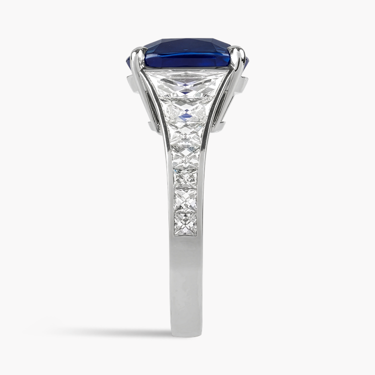 Masterpiece Pragnell Setting 6.67ct Kashmir Sapphie and Diamond Ring Modern Cushion & French Cut, Claw Set_4