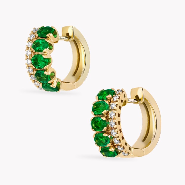 Oval Cut 1.35ct Emerald and Diamond Hoop Earrings Oval Cut, Claw Set_3