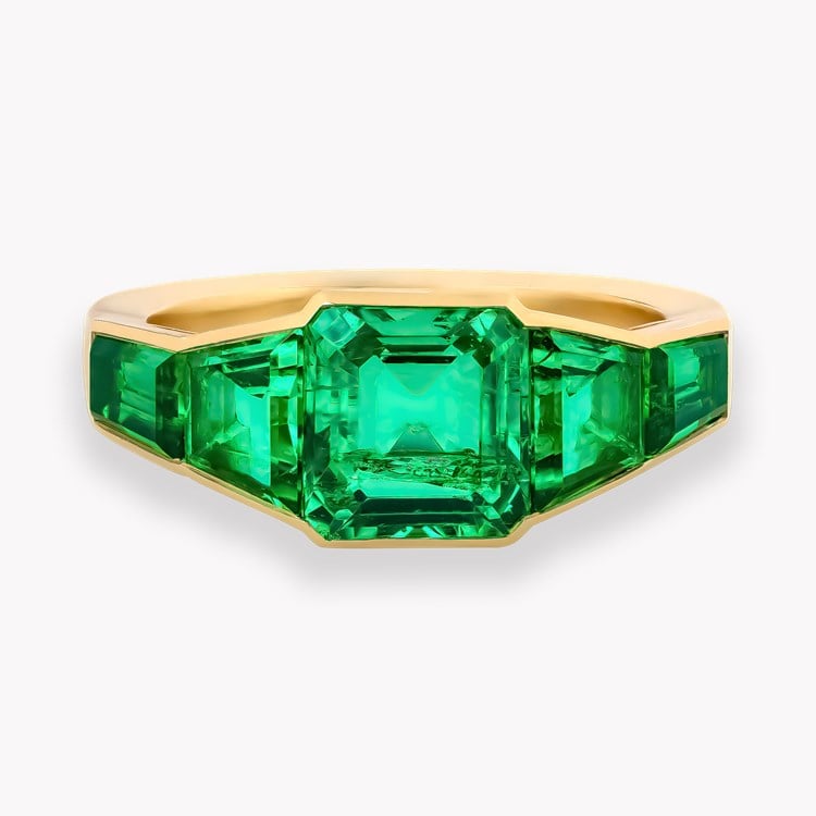 Kingdom 1.65ct Colombian Emerald Five Stone Ring Octagonal Cut, Rubover Set_2