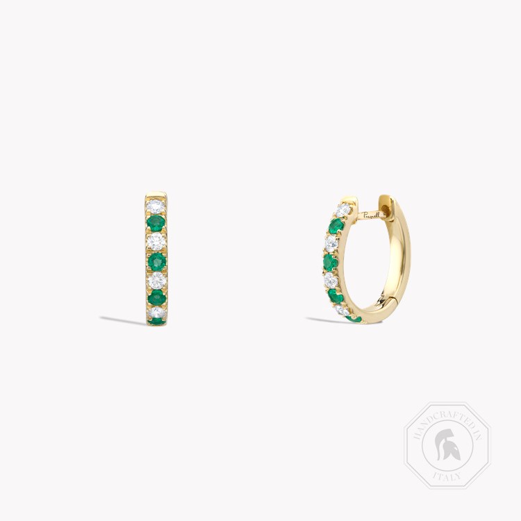 Emerald & Diamond Half Hoop Earrings Brilliant cut, Claw set_1