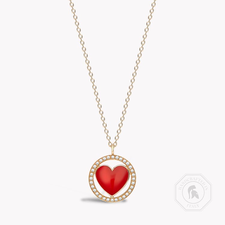 Lady Luck Red Enamel and Brilliant Cut Diamond Pendant