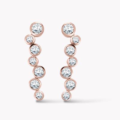 Bubbles Diamond Earrings 1.97CT in Rose Gold Brilliant Cut, Rubover Set_1