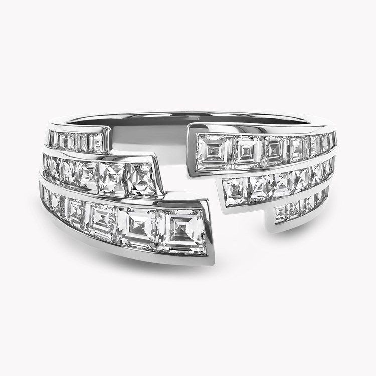 Manhattan 1.71ct Diamond Three Row Cross Over Ring Carre Cut, Channel Set_2