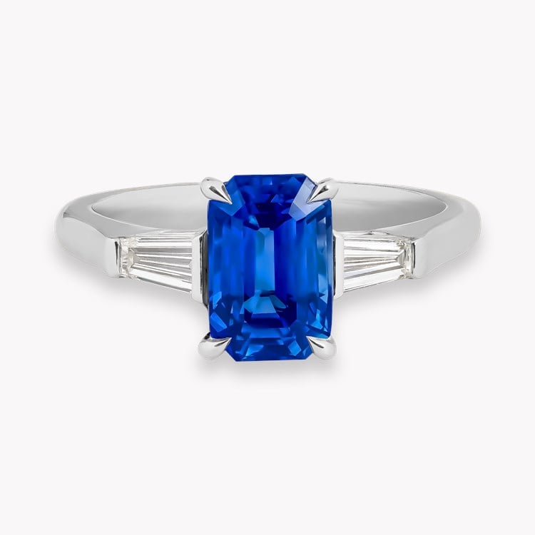 Regency Octagonal Cut 2.24ct Sri Lankan Sapphire and Diamond Ring Octagonal & Tapered Baguette Cut, Claw Set_2