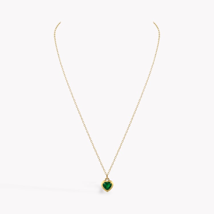 Skimming Stone Heart Shaped 1.30ct Emerald Pendant Heart Shaped, Claw Set_3